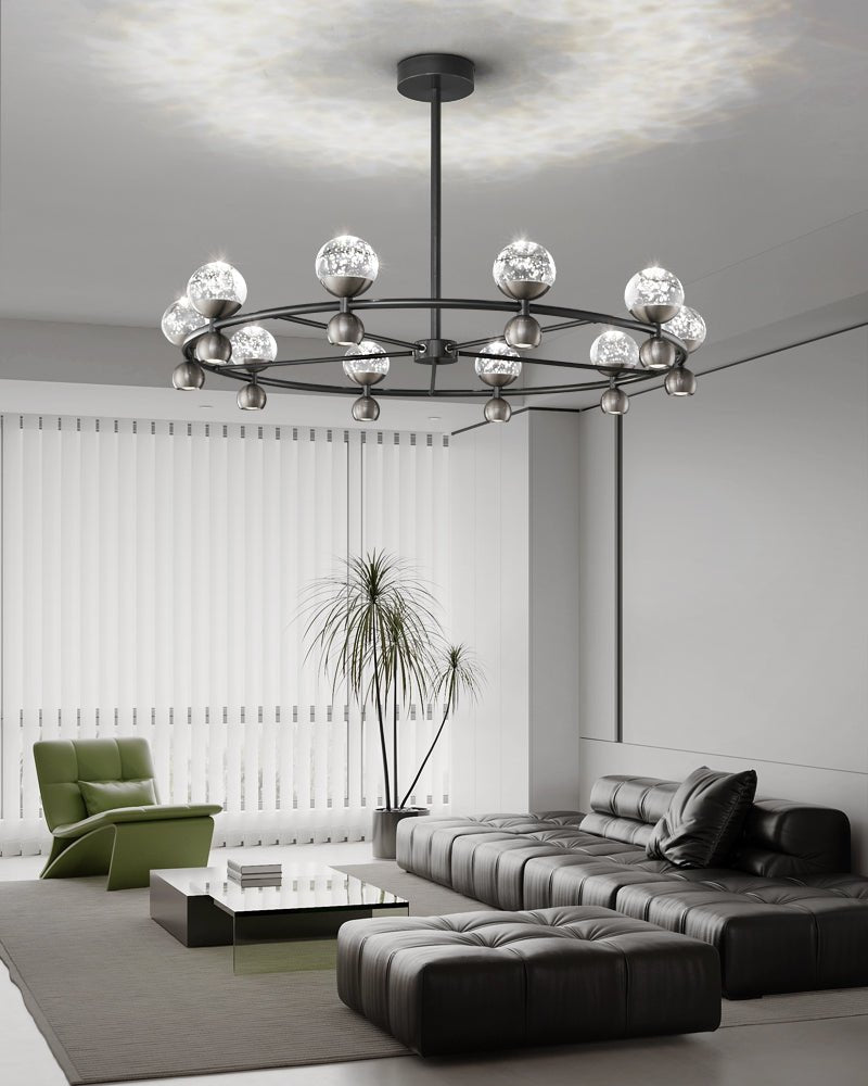 Crystal Nebula Chandelier - Elegant Lighting with Adjustable Brightnes