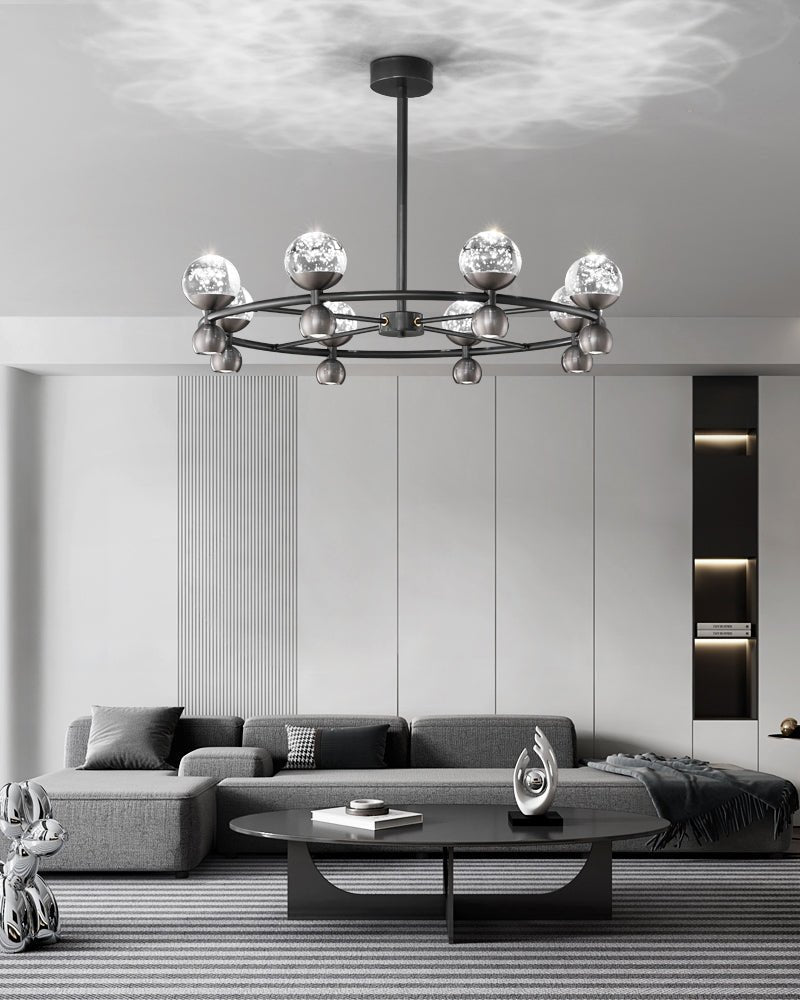 Crystal Nebula Chandelier - Elegant Lighting with Adjustable Brightnes