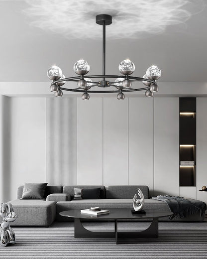 Crystal Nebula Chandelier - Elegant Lighting with Adjustable Brightnes