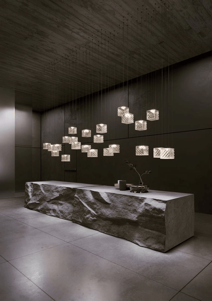 Customizable Crystal Pixels Chandelier with Adjustable Lighting & Mode