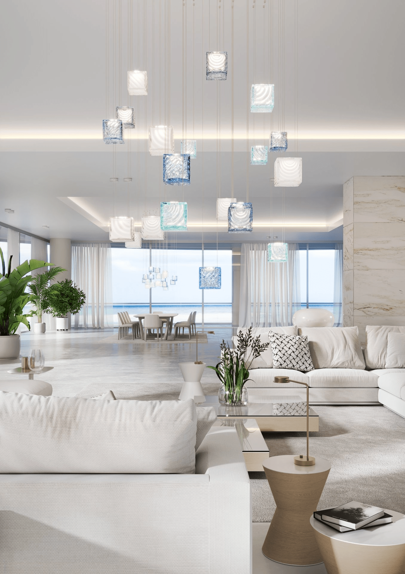 Customizable Crystal Pixels Chandelier with Adjustable Lighting & Mode