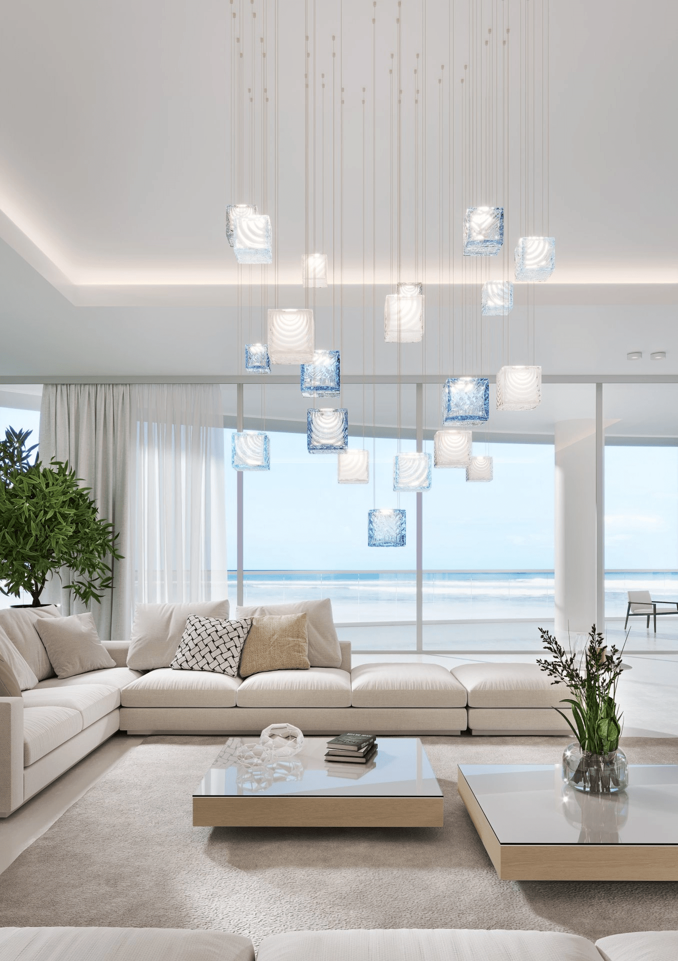 Customizable Crystal Pixels Chandelier with Adjustable Lighting & Mode