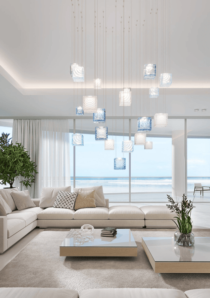 Customizable Crystal Pixels Chandelier with Adjustable Lighting & Mode