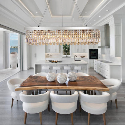 Elegant Crystal Raindrop Chandelier - Dimmable LED & Adjustable Height