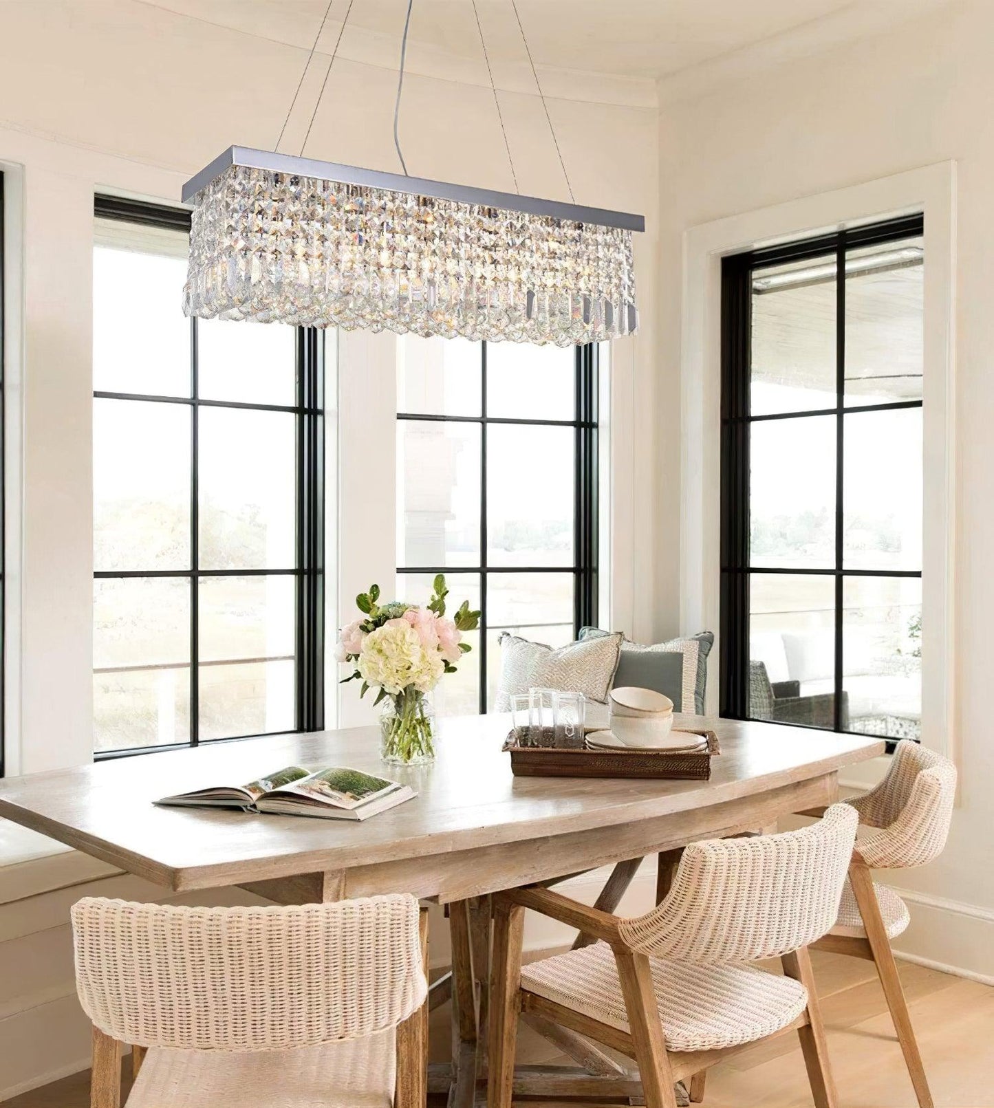 Elegant Crystal Raindrop Chandelier - Dimmable LED & Adjustable Height