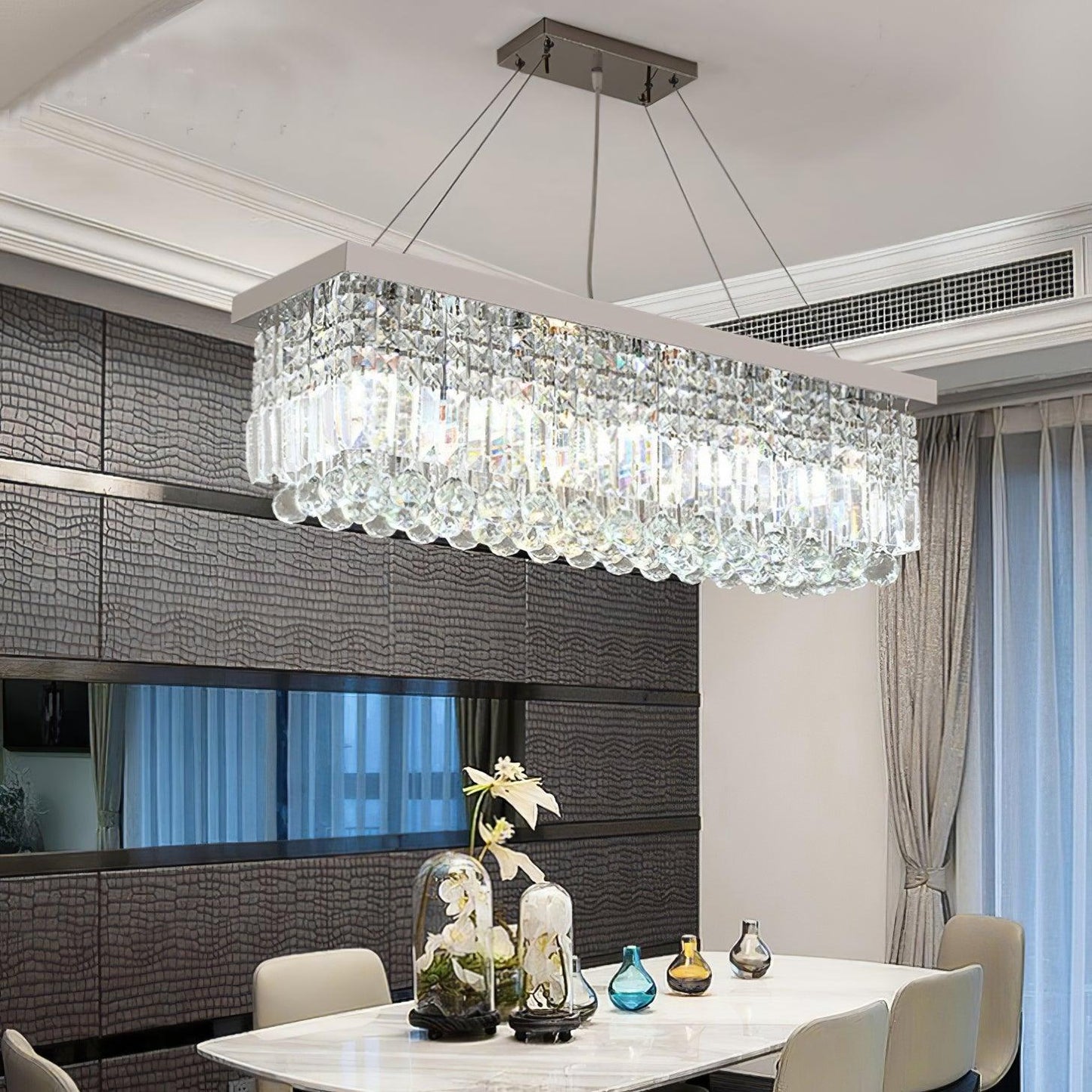 Elegant Crystal Raindrop Chandelier - Dimmable LED & Adjustable Height