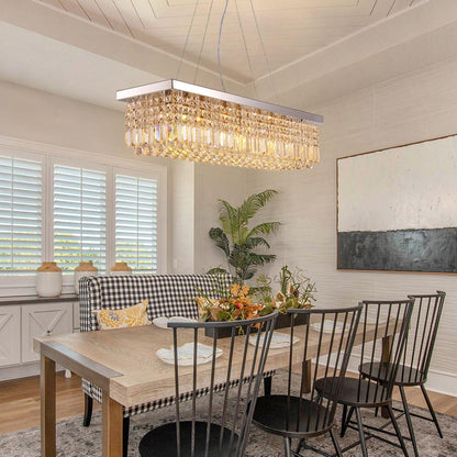 Elegant Crystal Raindrop Chandelier - Dimmable LED & Adjustable Height