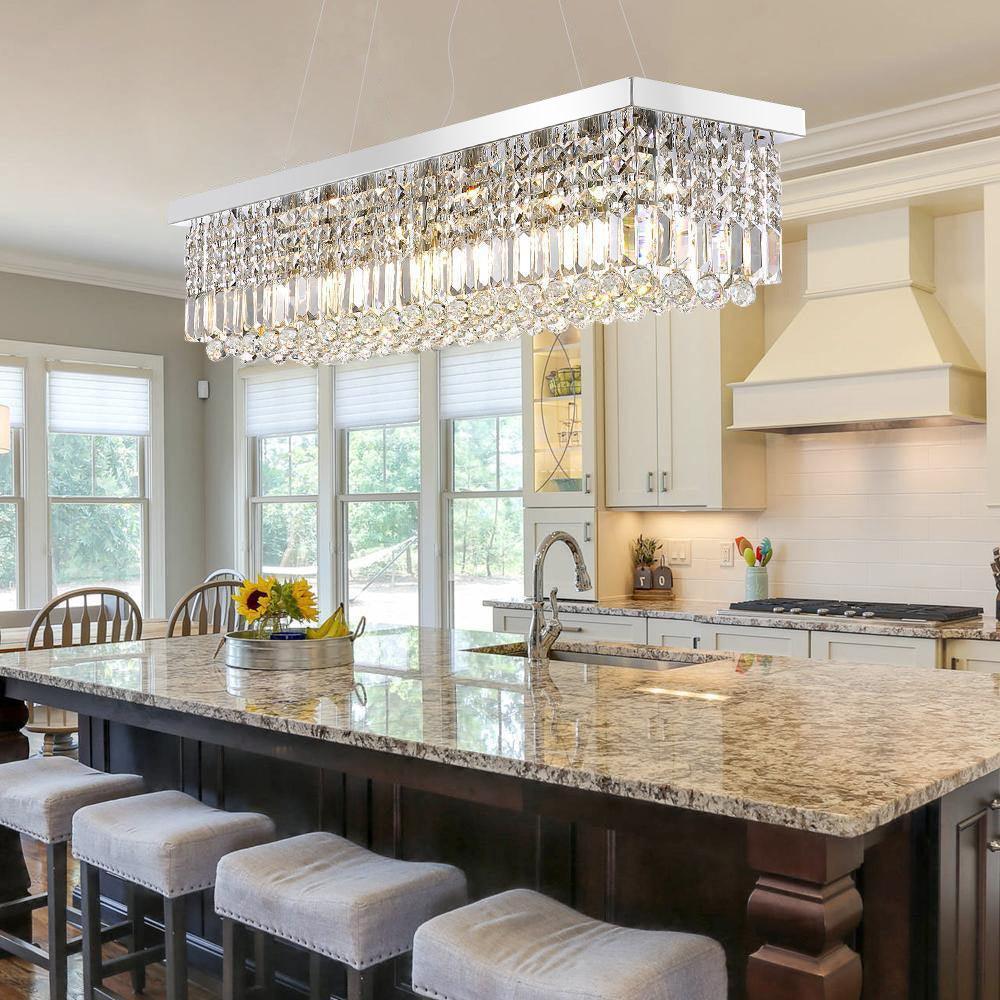 Elegant Crystal Raindrop Chandelier - Dimmable LED & Adjustable Height