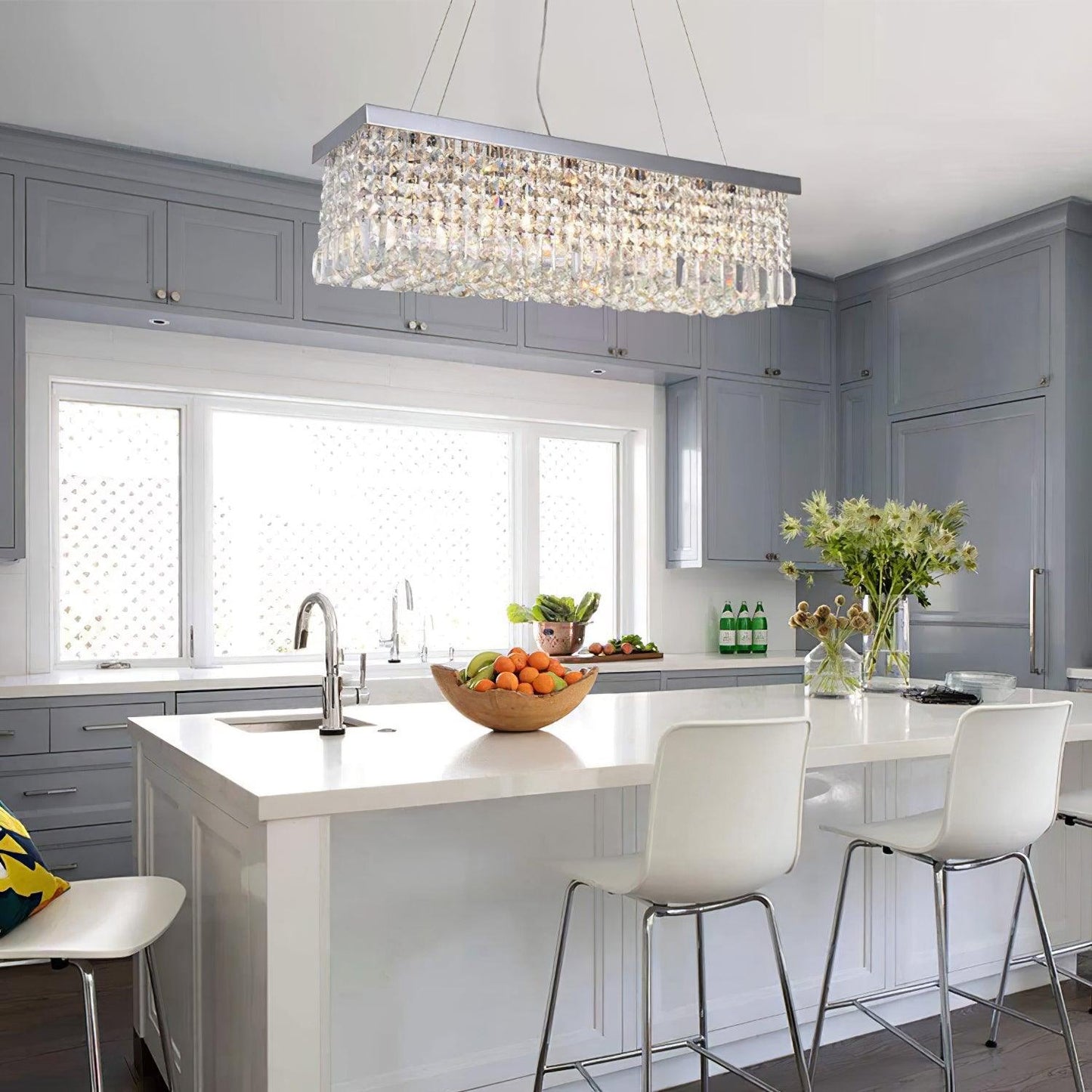 Elegant Crystal Raindrop Chandelier - Dimmable LED & Adjustable Height