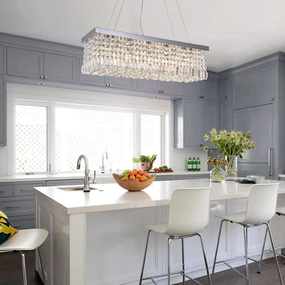 Elegant Crystal Raindrop Chandelier - Dimmable LED & Adjustable Height