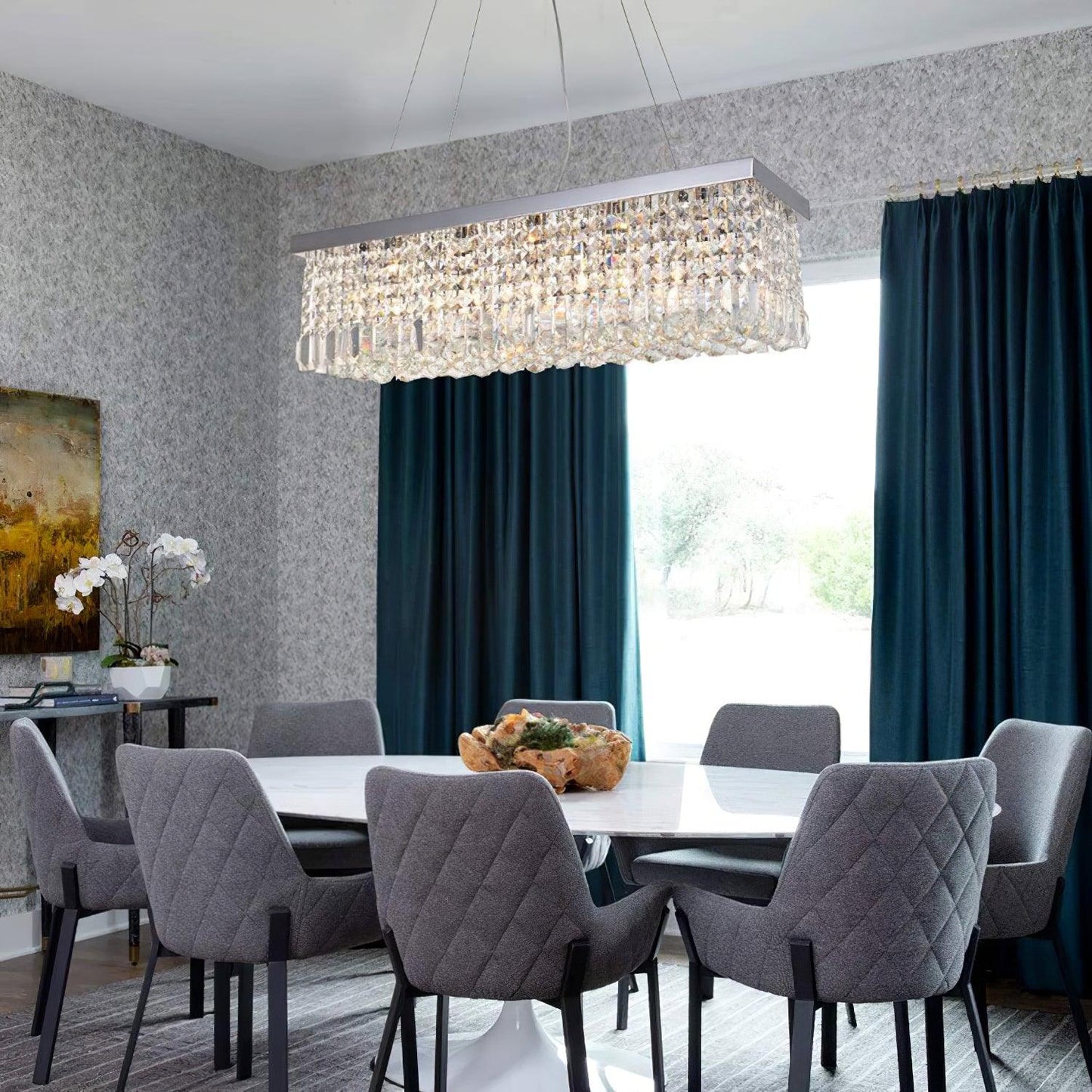 Elegant Crystal Raindrop Chandelier - Dimmable LED & Adjustable Height