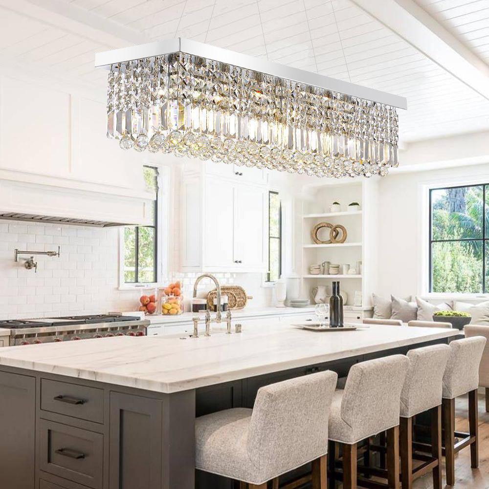 Elegant Crystal Raindrop Chandelier - Dimmable LED & Adjustable Height