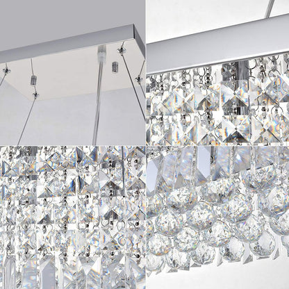 Elegant Crystal Raindrop Chandelier - Dimmable LED & Adjustable Height