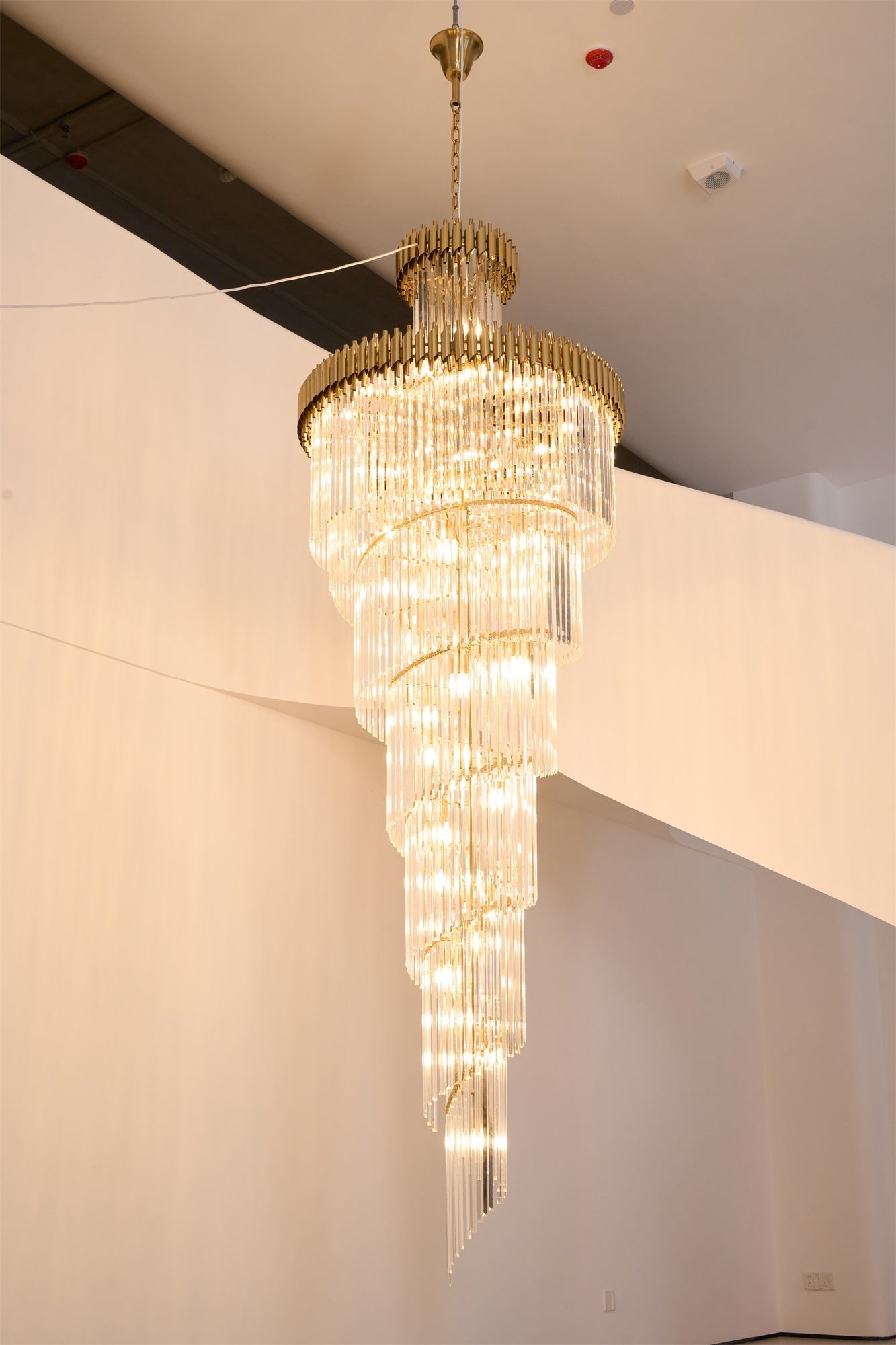 Elegant Crystal Spiral Chandelier with Adjustable Height & LED Lights