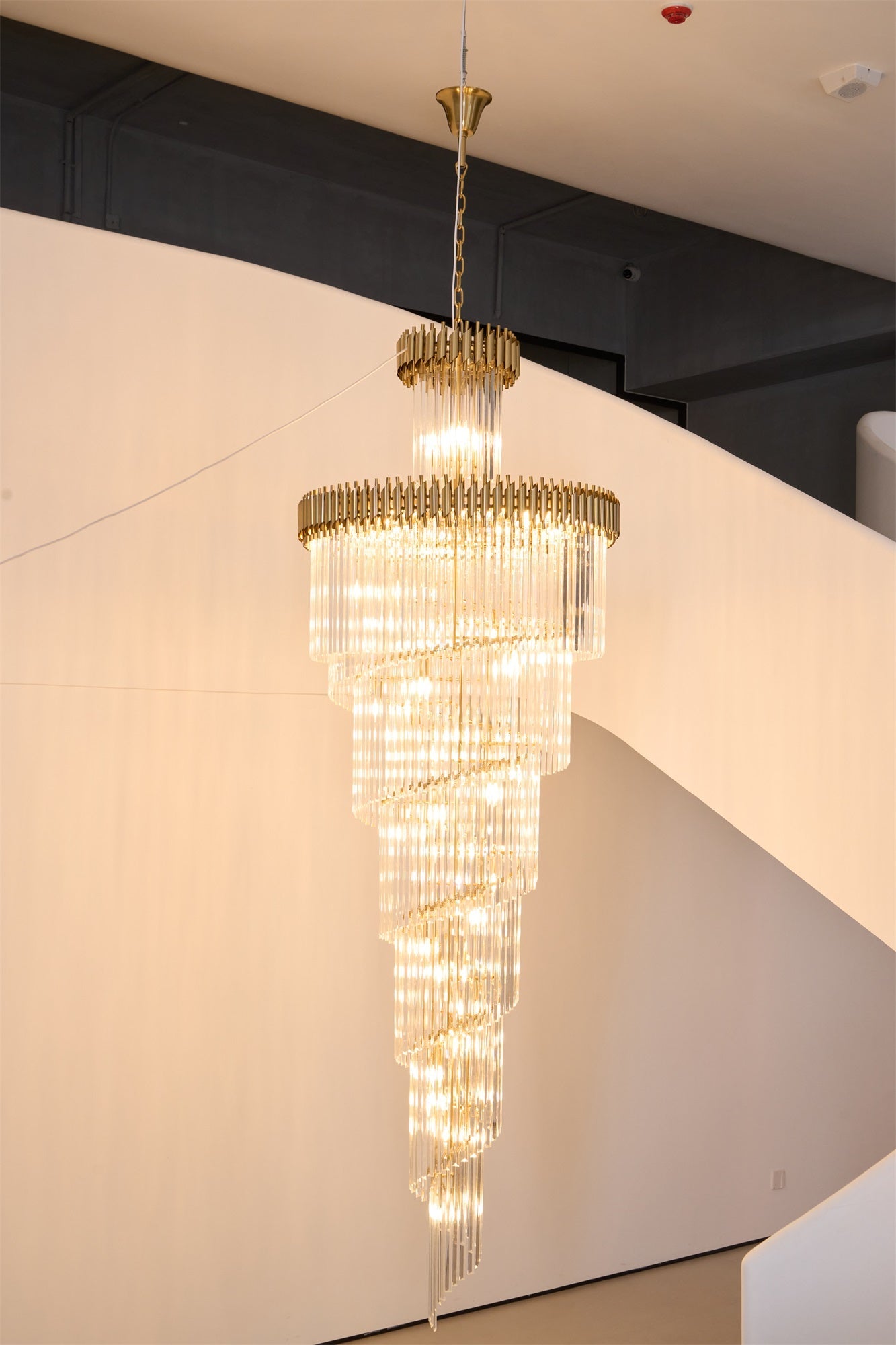 Elegant Crystal Spiral Chandelier with Adjustable Height & LED Lights