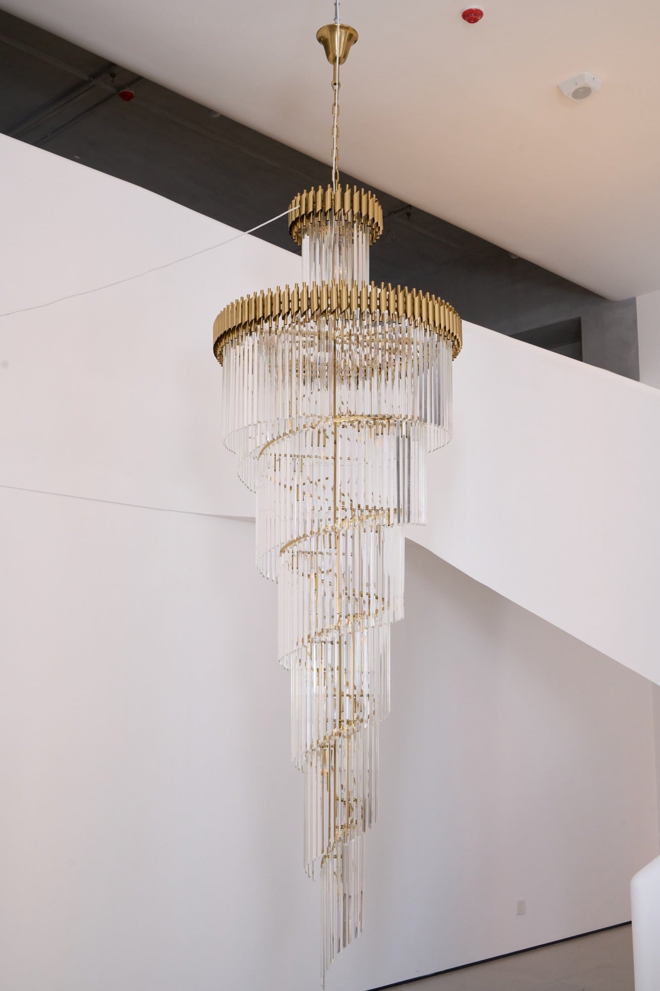 Elegant Crystal Spiral Chandelier with Adjustable Height & LED Lights