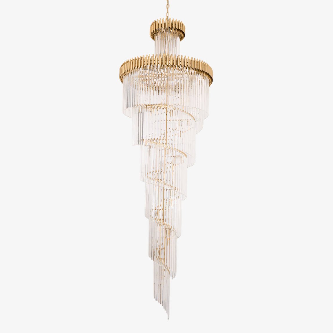 Elegant Crystal Spiral Chandelier with Adjustable Height & LED Lights