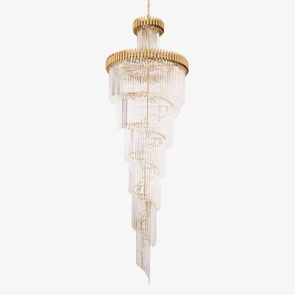 Elegant Crystal Spiral Chandelier with Adjustable Height & LED Lights