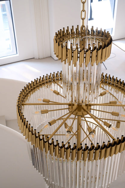 Elegant Crystal Spiral Chandelier with Adjustable Height & LED Lights