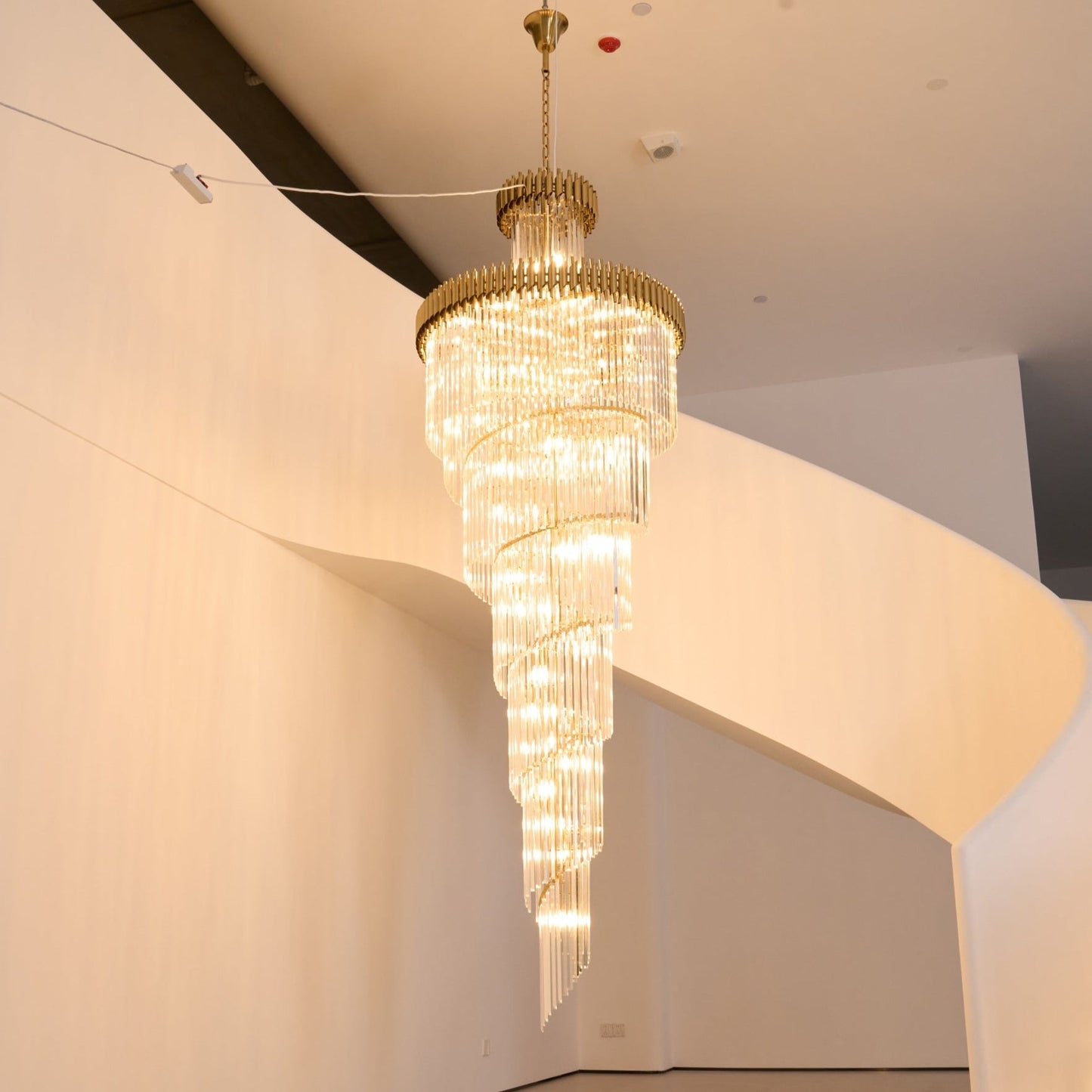Elegant Crystal Spiral Chandelier with Adjustable Height & LED Lights