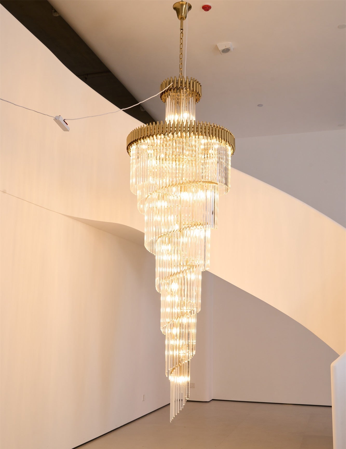 Elegant Crystal Spiral Chandelier with Adjustable Height & LED Lights