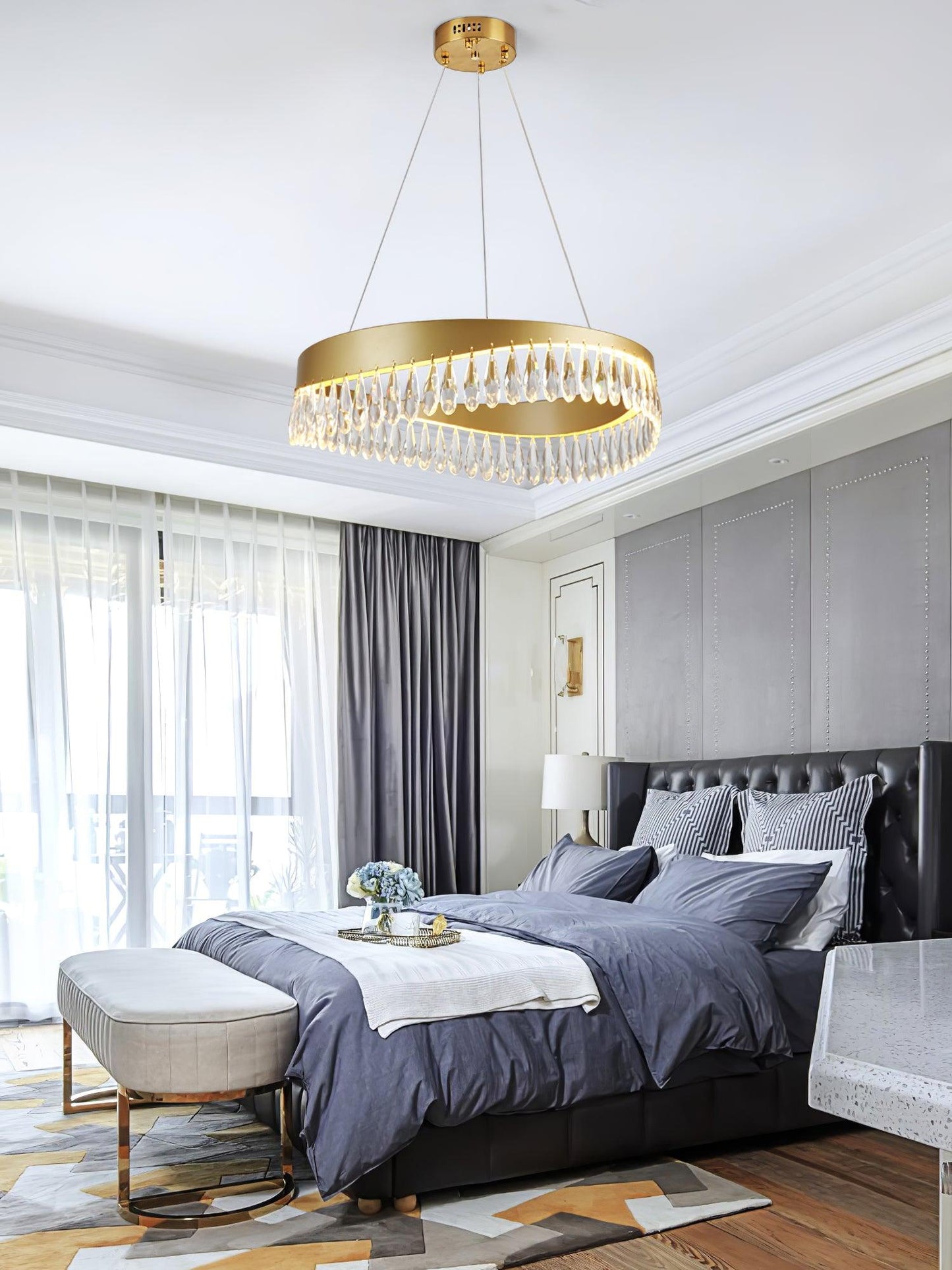 Elegant Crystal Sticks Chandelier with Adjustable Lighting & Modern De