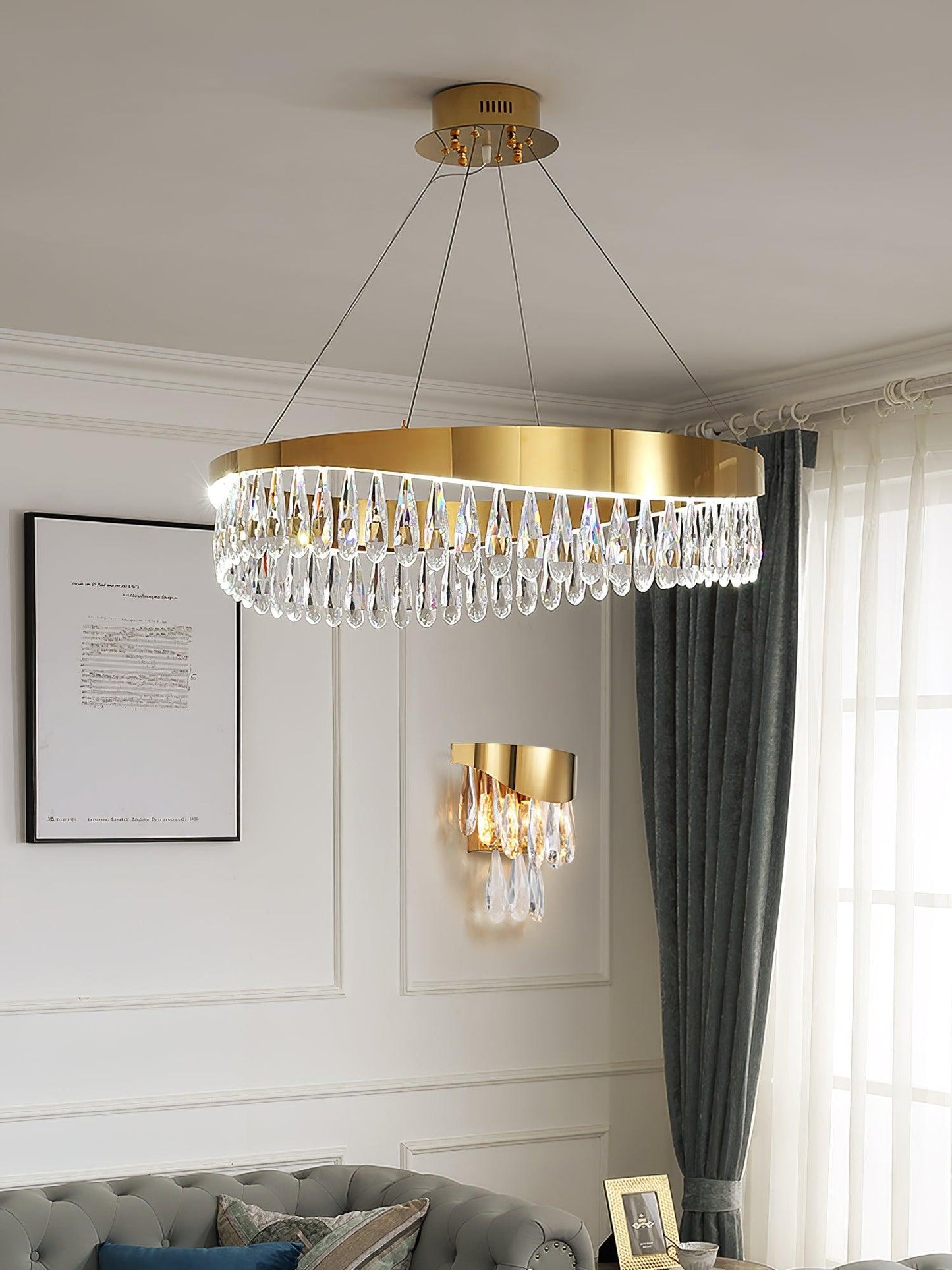 Elegant Crystal Sticks Chandelier with Adjustable Lighting & Modern De