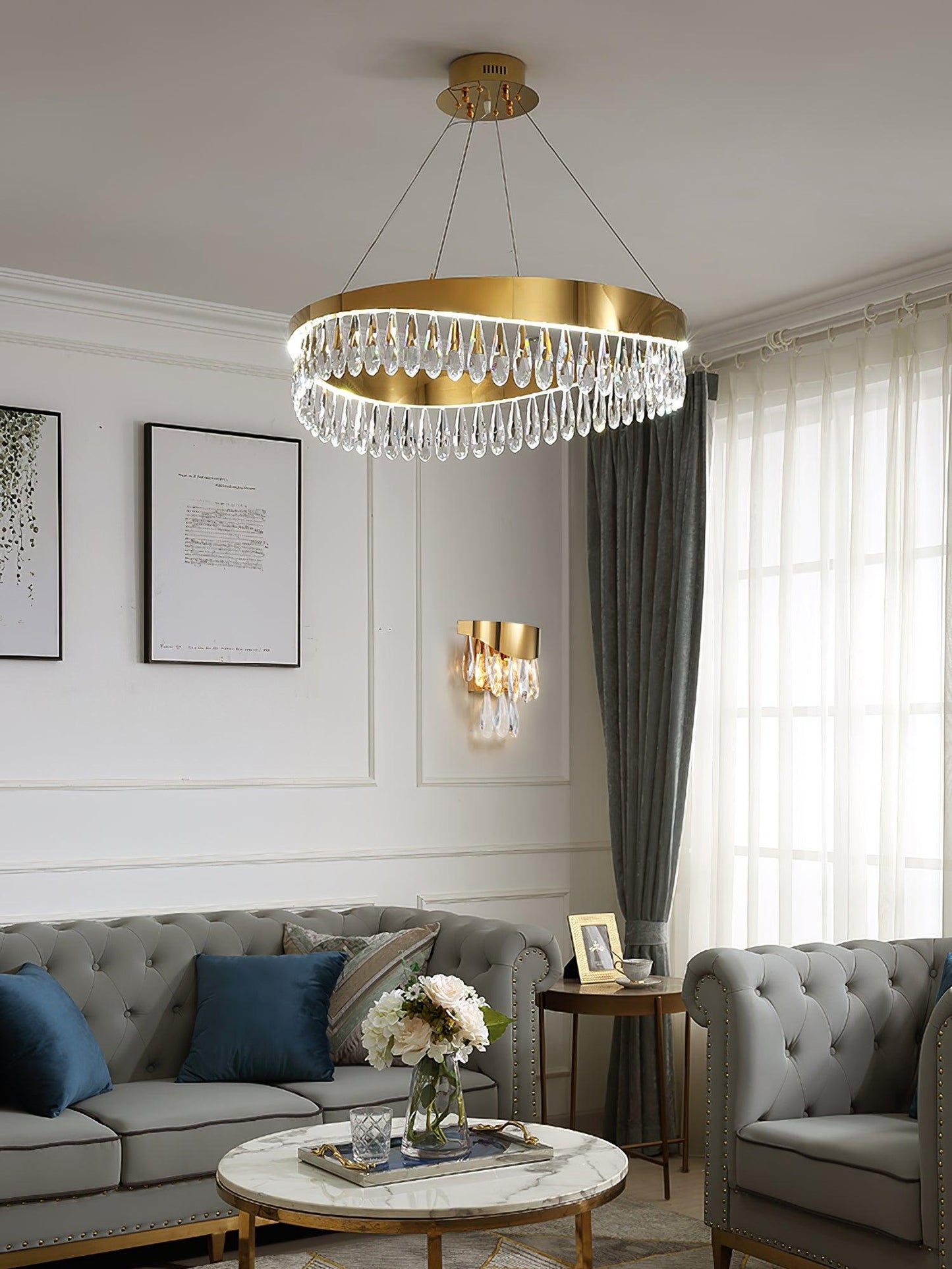 Elegant Crystal Sticks Chandelier with Adjustable Lighting & Modern De