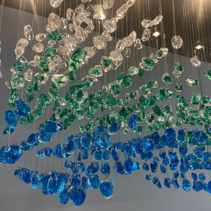 Elegant Crystal Stone Chandelier with Adjustable Height & LED Compatib