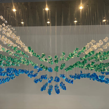 Elegant Crystal Stone Chandelier with Adjustable Height & LED Compatib