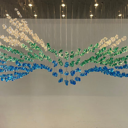 Elegant Crystal Stone Chandelier with Adjustable Height & LED Compatib