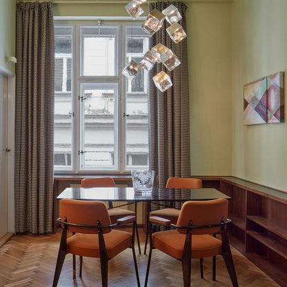 Cubic Luster Cascade Chandelier – Elegant Design with Adjustable Heigh