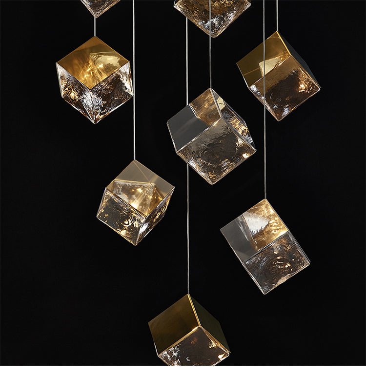 Cubic Luster Cascade Chandelier – Elegant Design with Adjustable Heigh