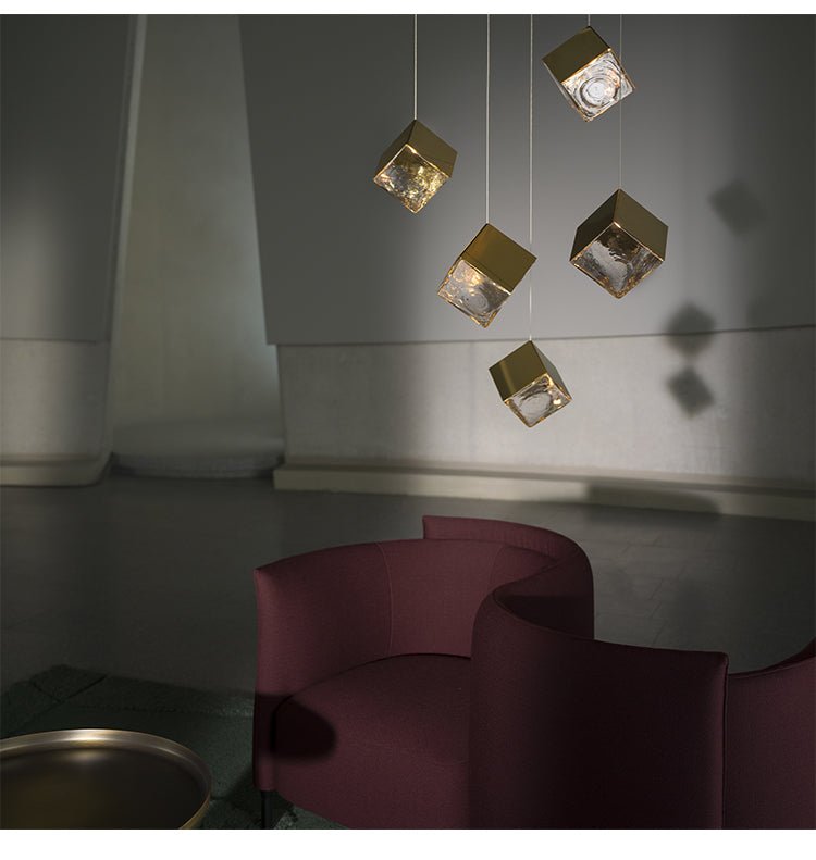 Cubic Luster Cascade Chandelier – Elegant Design with Adjustable Heigh