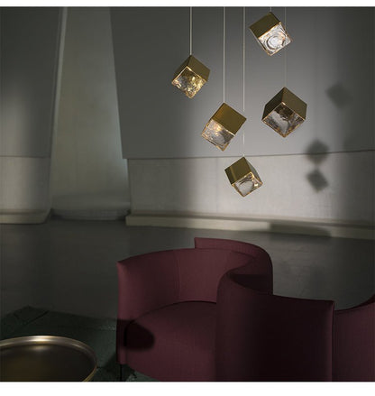 Cubic Luster Cascade Chandelier – Elegant Design with Adjustable Heigh