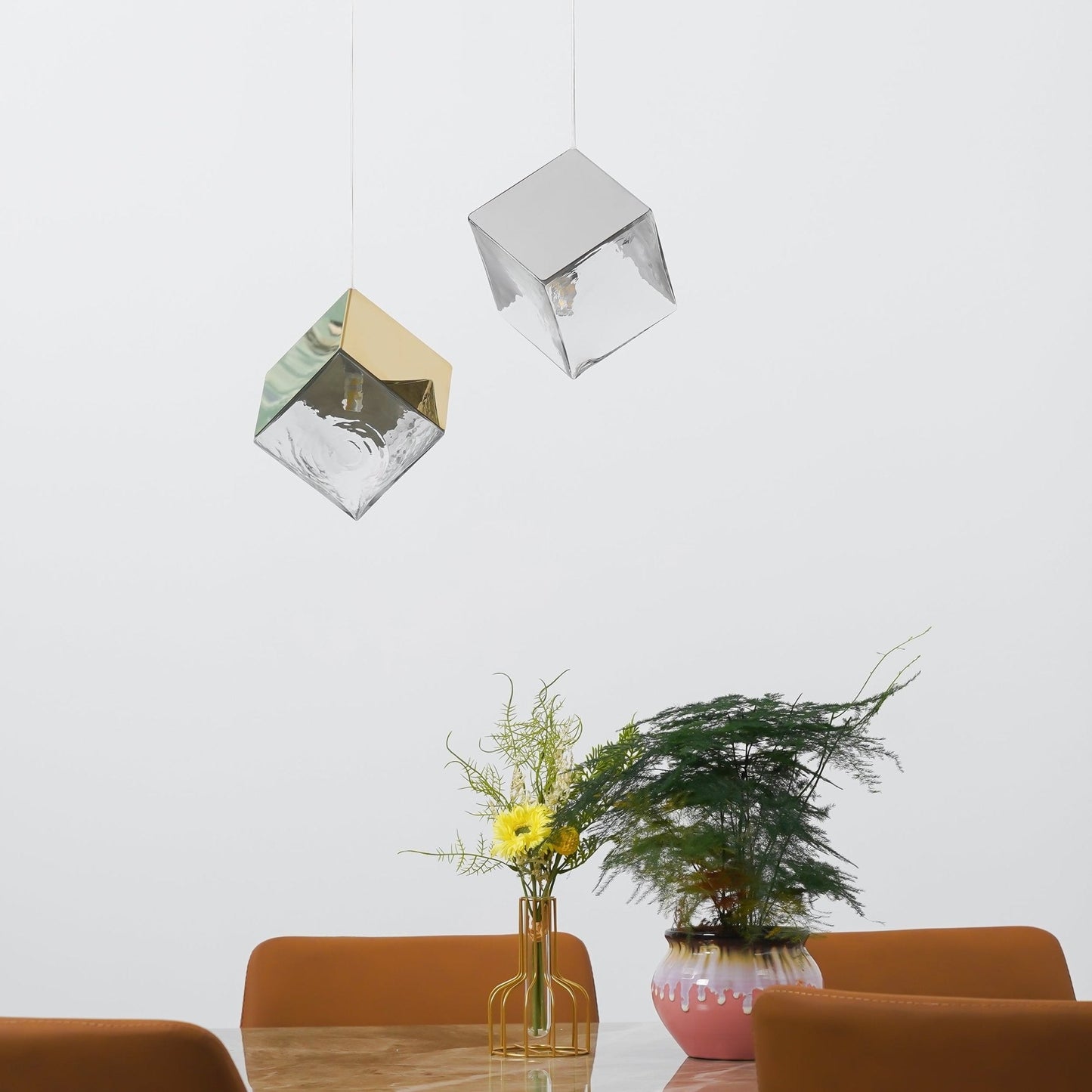 Cubic Luster Cascade Chandelier – Elegant Design with Adjustable Heigh