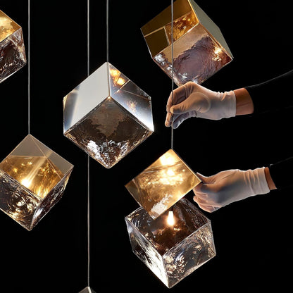 Cubic Luster Cascade Chandelier – Elegant Design with Adjustable Heigh