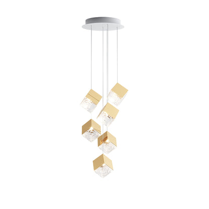 Cubic Luster Cascade Chandelier – Elegant Design with Adjustable Heigh