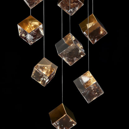 Cubic Luster Cascade Chandelier – Elegant Design with Adjustable Heigh