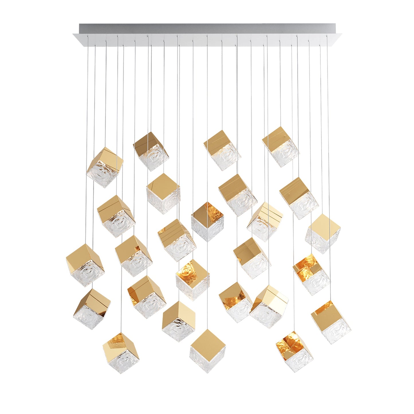 Cubic Luster Cascade Chandelier – Elegant Design with Adjustable Heigh