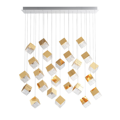 Cubic Luster Cascade Chandelier – Elegant Design with Adjustable Heigh