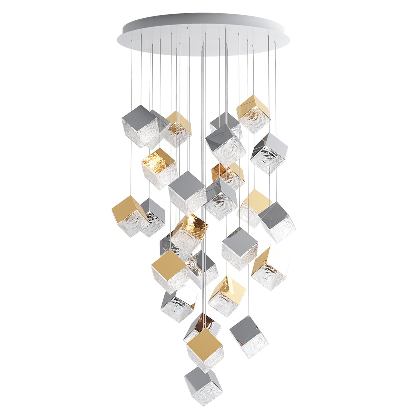 Cubic Luster Cascade Chandelier – Elegant Design with Adjustable Heigh