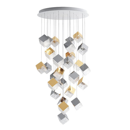 Cubic Luster Cascade Chandelier – Elegant Design with Adjustable Heigh