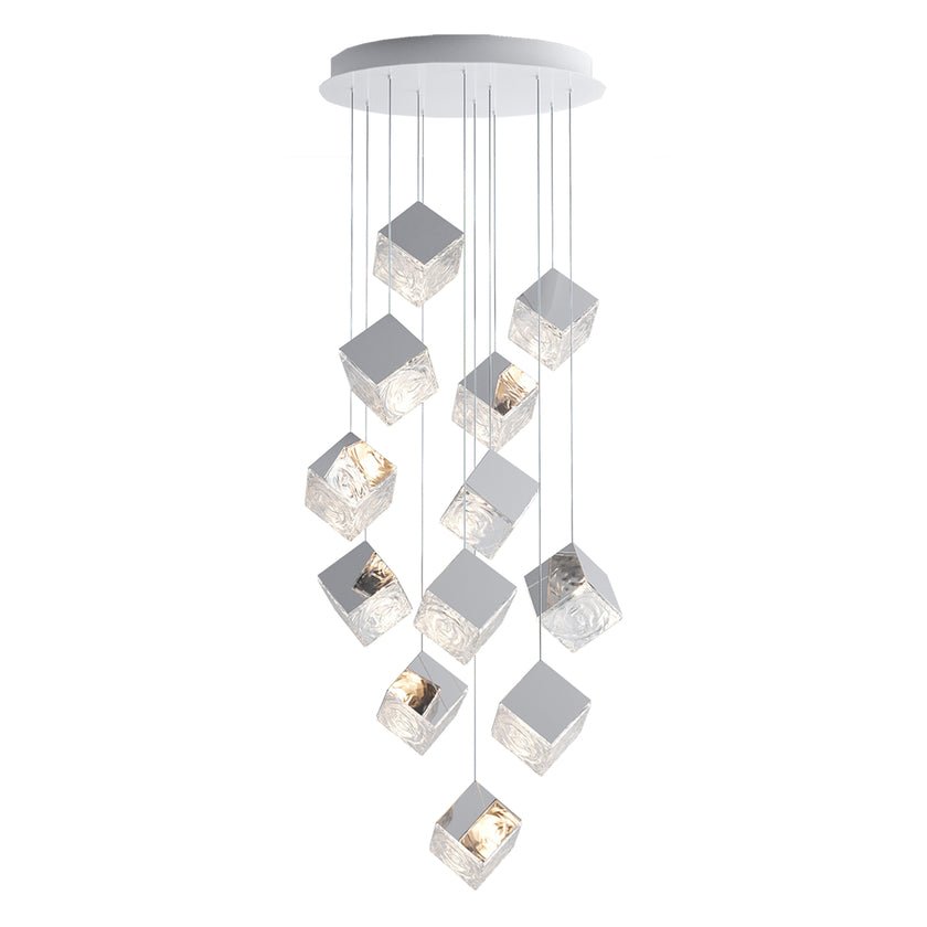 Cubic Luster Cascade Chandelier – Elegant Design with Adjustable Heigh