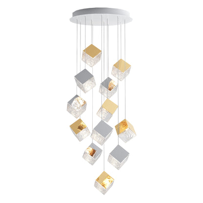 Cubic Luster Cascade Chandelier – Elegant Design with Adjustable Heigh