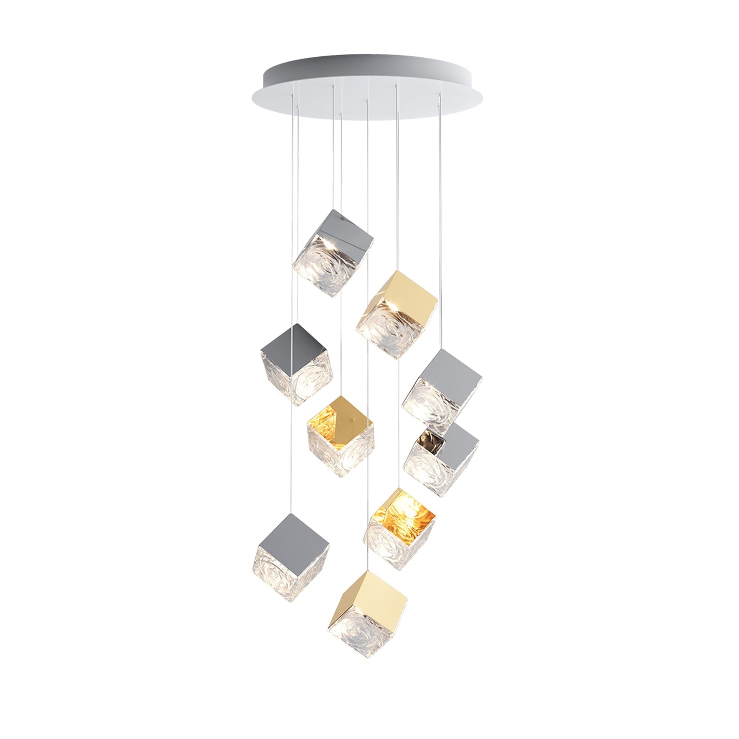 Cubic Luster Cascade Chandelier – Elegant Design with Adjustable Heigh