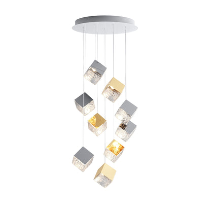 Cubic Luster Cascade Chandelier – Elegant Design with Adjustable Heigh