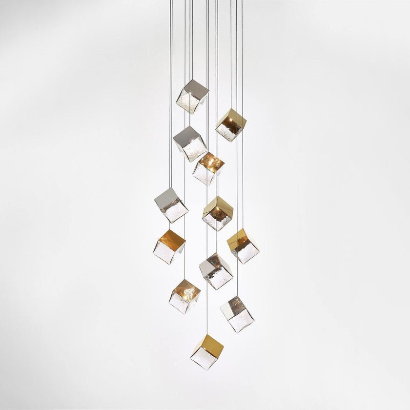 Cubic Luster Cascade Chandelier – Elegant Design with Adjustable Heigh
