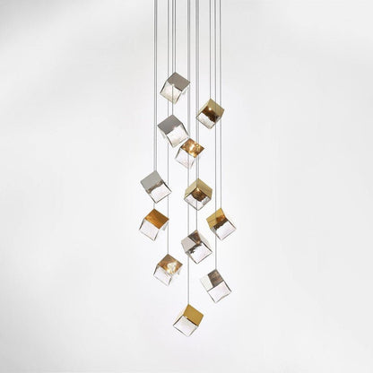 Cubic Luster Cascade Chandelier – Elegant Design with Adjustable Heigh