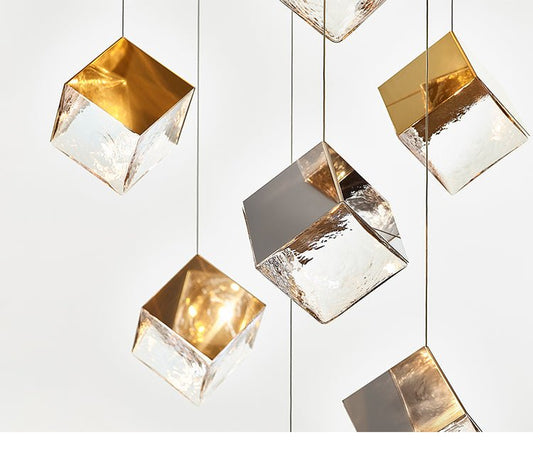 Cubic Luster Cascade Chandelier – Elegant Design with Adjustable Heigh